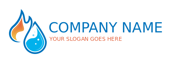 energy logo line art water drop and fire