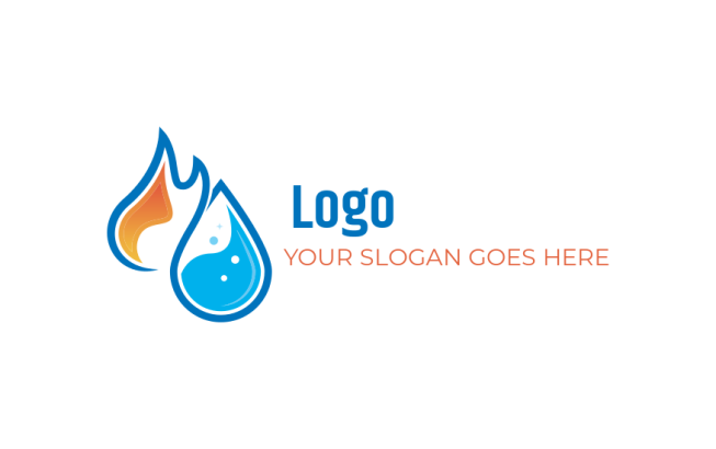 energy logo line art water drop and fire