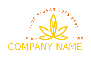 restaurant logo line art weed merged with fork