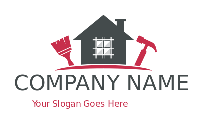 construction logo line art window in house