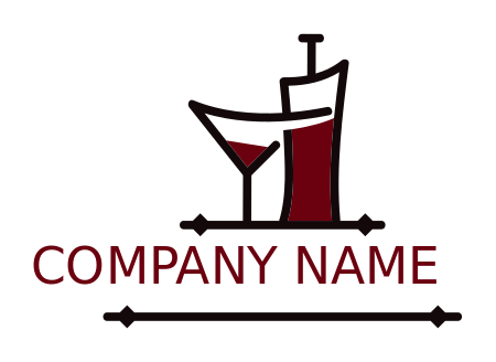 wine shop logo line art glass and bottle