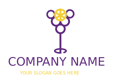 cocktail bar logo line art wine glass grapes