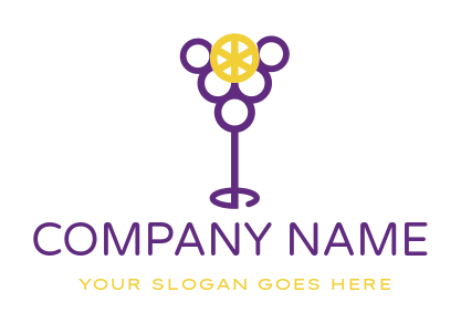 restaurant logo line art wine glass with grapes