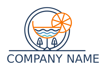 cocktail bar logo line art wine glass with lemon