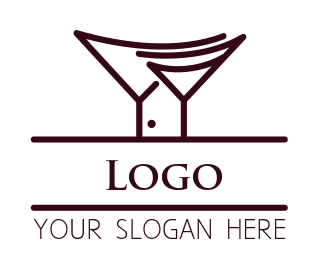 wine shop logo image line art martini glasses