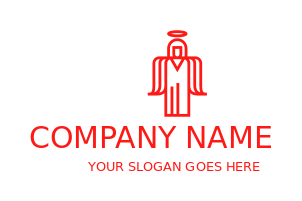 religious logo icon line art angel