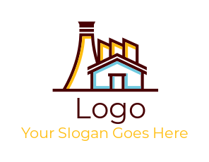 design a construction logo line factory building 