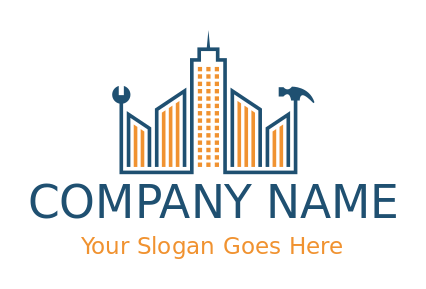 construction logo buildings with hammer wrench