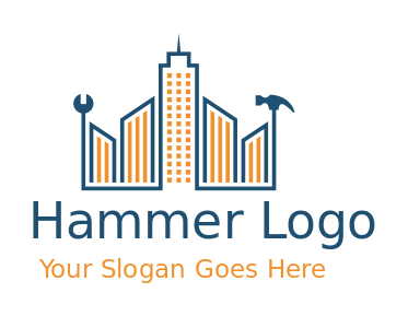 construction logo buildings with hammer wrench