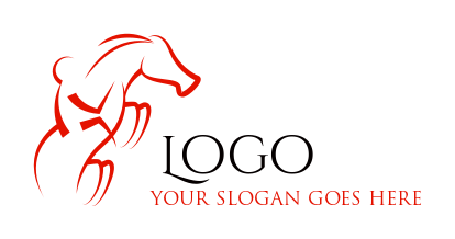 sports logo line art equestrian on horse rearing