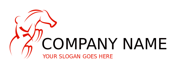 sports logo line art equestrian on horse rearing