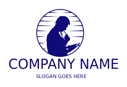 publishing logo lines in circle with writer