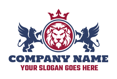 animal logo illustration lion, crowns and griffins in emblem - logodesign.net