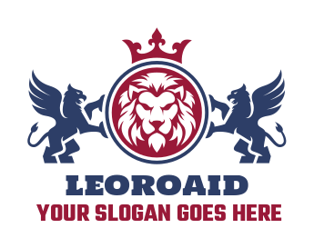 animal logo lion, crowns and griffins in emblem