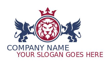animal logo lion, crowns and griffins in emblem