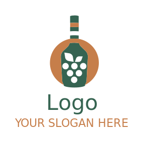 liquor store logo bottle with grapes in circle