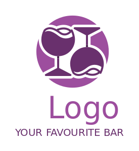 liquor store logo icon goblets in circle