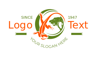 animal logo template gecko with tree in circle