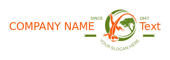 animal logo template gecko with tree in circle