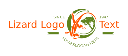 animal logo template gecko with tree in circle