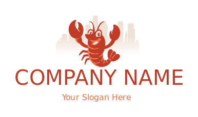 lobster smiling in cityscape Houston silhouette