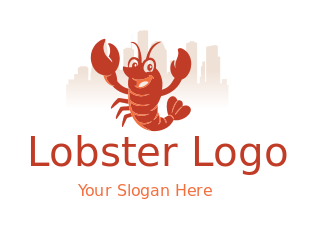 lobster smiling in cityscape Houston silhouette