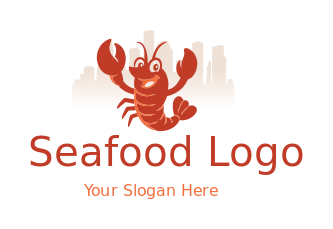 lobster smiling in cityscape Houston silhouette