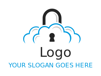 security logo icon lock merged with cloud