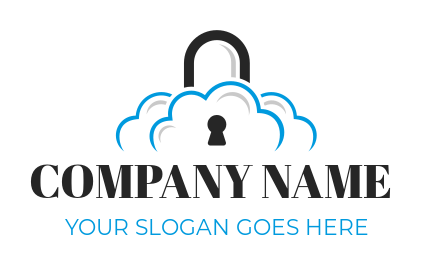 security logo icon lock merged with cloud