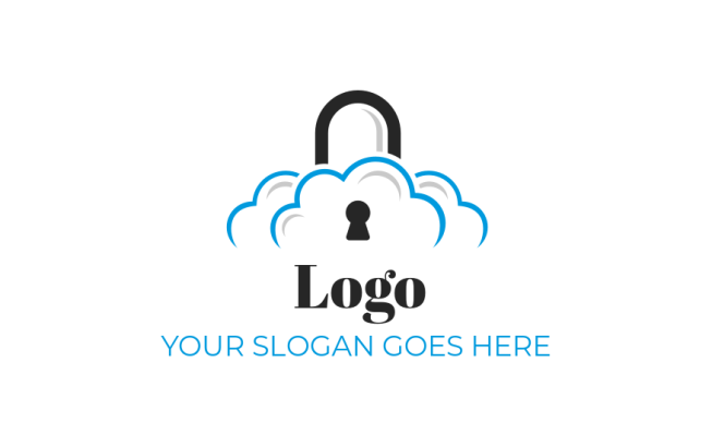 security logo icon lock merged with cloud