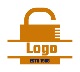 security logo icon line art lock with text 