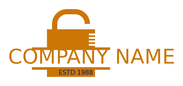 security logo icon line art lock with text 