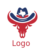 longhorn bull with cowboy hat Texas map