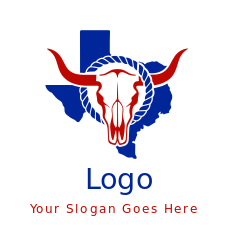 Longhorn Skull in circle and TX map