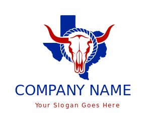 Longhorn Skull in circle and TX map