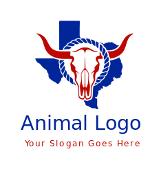 Longhorn Skull in circle and TX map
