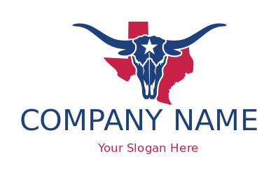 Longhorn skull in Texas map