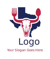 Longhorn skull with Texas map