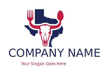 Longhorn skull with Texas map