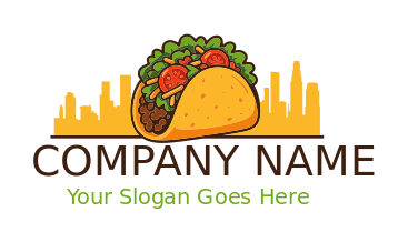 Los Angeles cityscape with taco illustration 