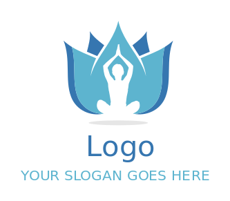 spa logo blue lotus behind yoga person