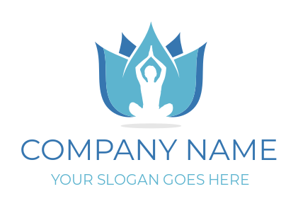 spa logo blue lotus behind yoga person