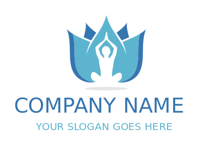 spa logo blue lotus behind yoga person