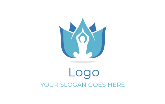 spa logo blue lotus behind yoga person