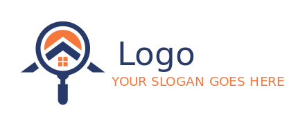 property logo magnifying glass with roof