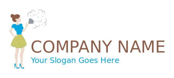 cleaning logo maker maid holding a duster