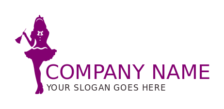 cleaning logo maid in short dress with duster