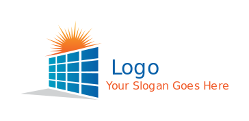 make an energy logo sun behind solar panel
