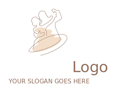 dance school logo line art man woman dancing