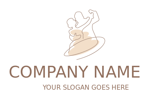 dance school logo line art man woman dancing